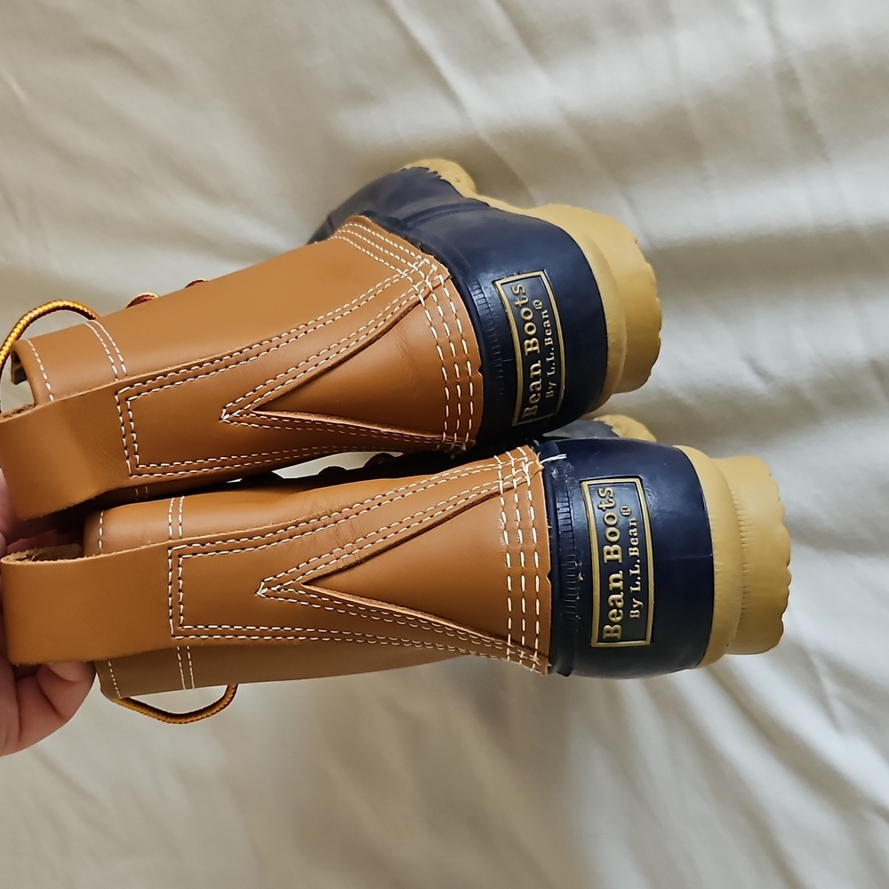 LL Bean Duck Bean Boot Tan Blue Size 7 - Picture 3 of 8